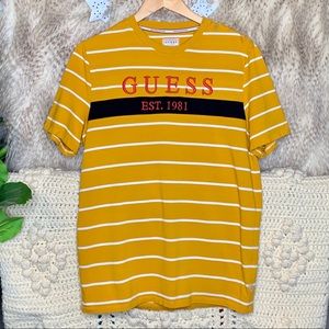 Vintage Guess Striped T-Shirt - Mustard
